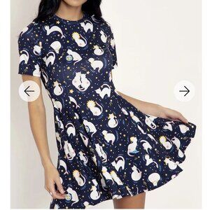 Blackmilk Elena Naylor Zodiac Cats Evil Tee Mini Dress Large Short Sleeve